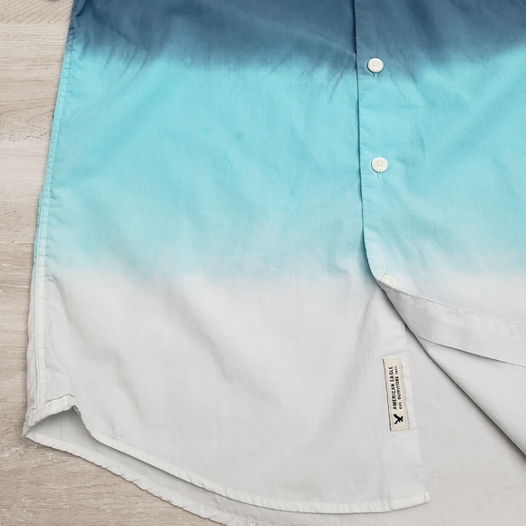 American Eagle Outfitters Dip-Dye Short-Sleeve Button-Up Shirt sz S - Picture 5 of 11